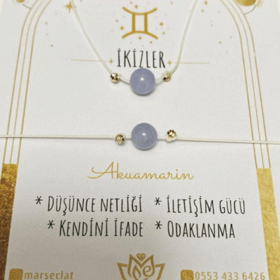 İkizler Burcu Akuamarin Netlik & İfade Bilekliği